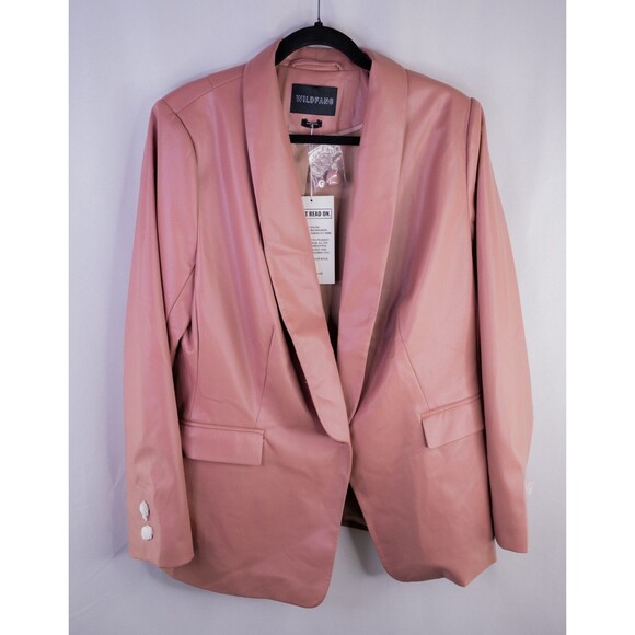 Wildfang Dusky Rose Leather Blazer Jacket - Picture 2 of 16
